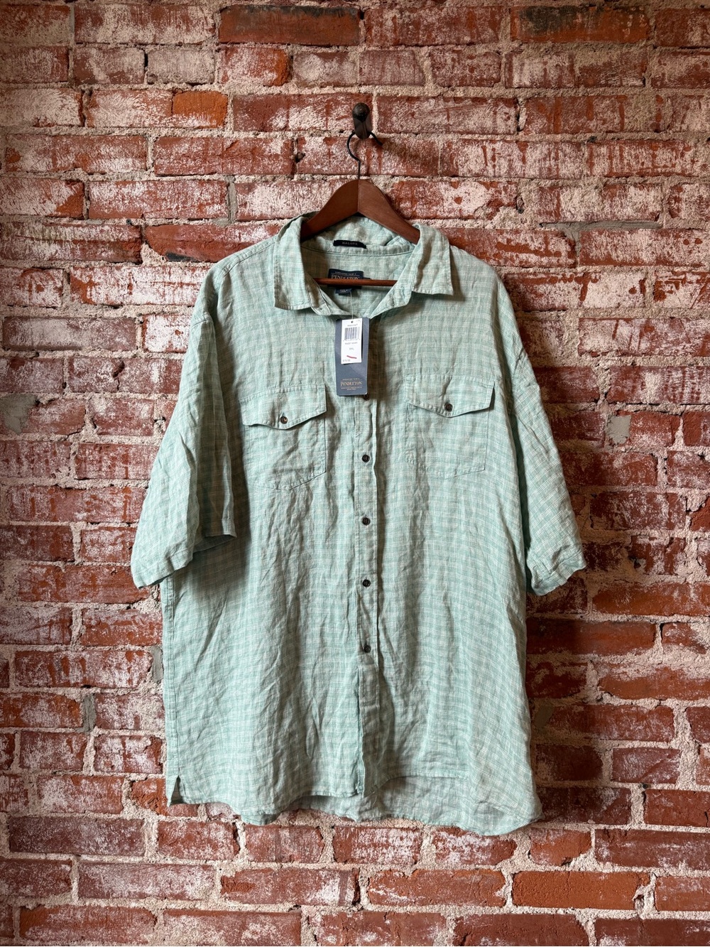 Pendleton Light Sage Short-Sleeve Button-Down Shirt